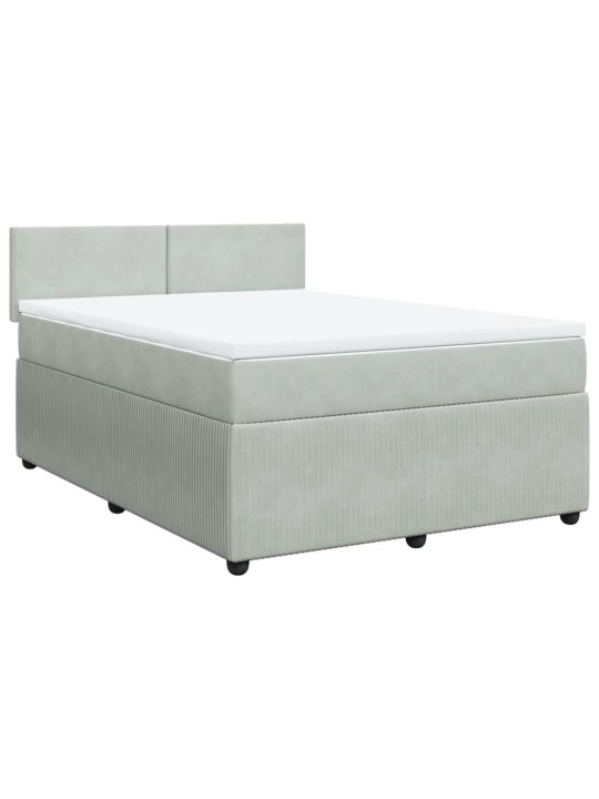 Box spring postel s matrací světle šedá 160x200 cm samet