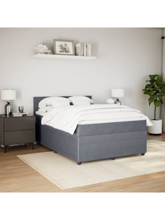 Box spring postel s matrací tmavě šedá 160x200 cm samet