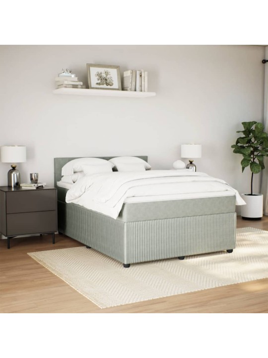 Box spring postel s matrací světle šedá 160x200 cm samet