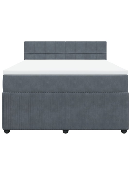 Box spring postel s matrací tmavě šedá 160x200 cm samet