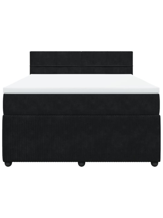 Box spring postel s matrací černá 160x200 cm samet