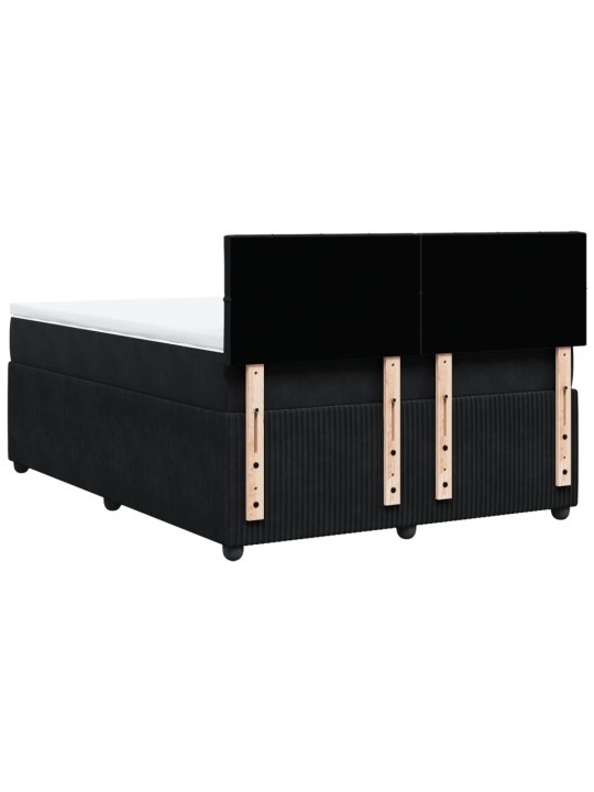 Box spring postel s matrací černá 160x200 cm samet