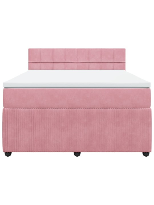 Box spring postel s matrací růžová 160x200 cm samet