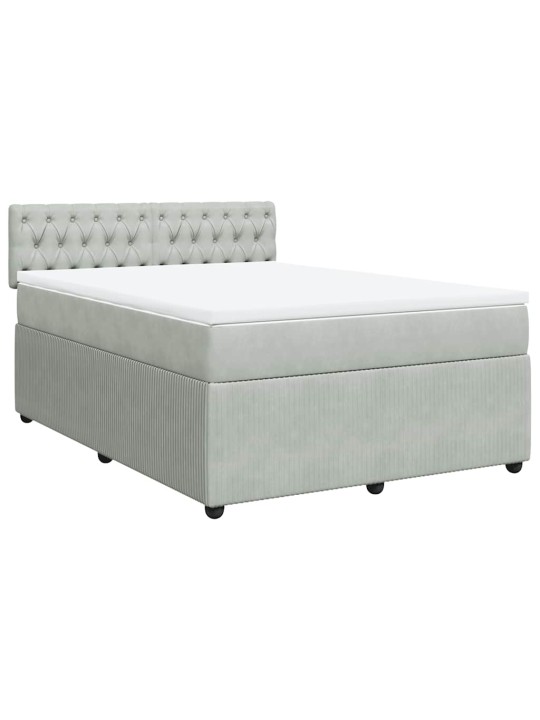 Box spring postel s matrací světle šedá 160x200 cm samet