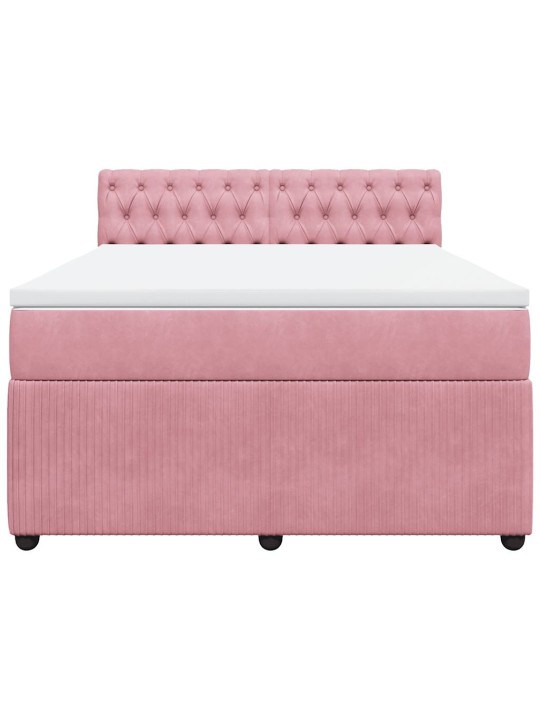Box spring postel s matrací růžová 160x200 cm samet