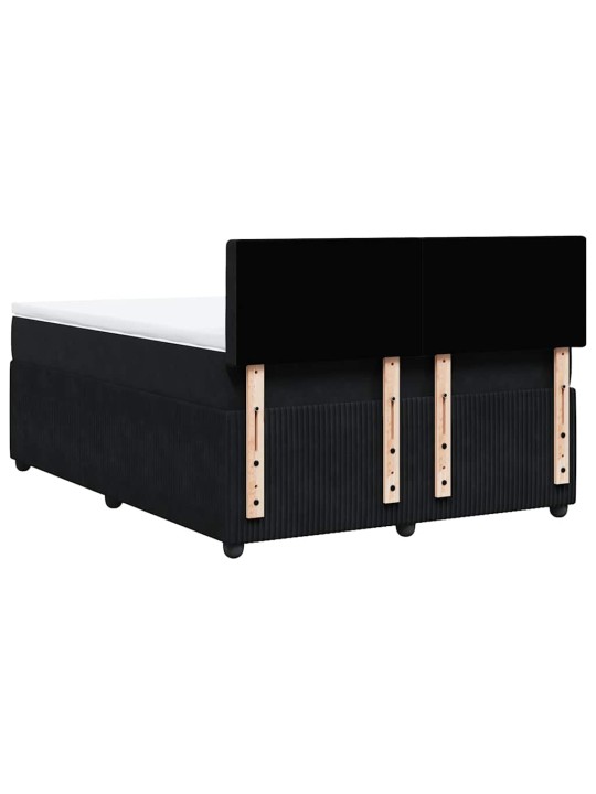 Box spring postel s matrací černá 160x200 cm samet