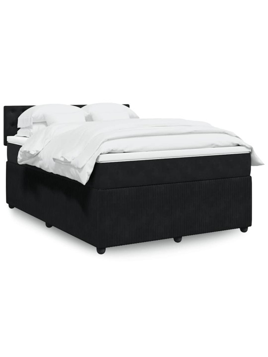 Box spring postel s matrací černá 160x200 cm samet