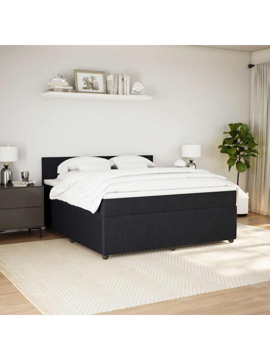Box spring postel s matrací černá 180x200 cm samet