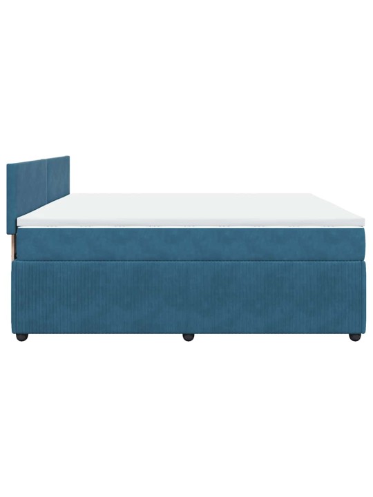 Box spring postel s matrací modrá 180 x 200 cm samet