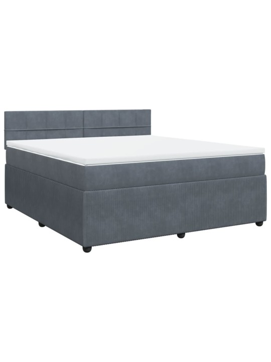 Box spring postel s matrací tmavě šedá 180x200 cm samet