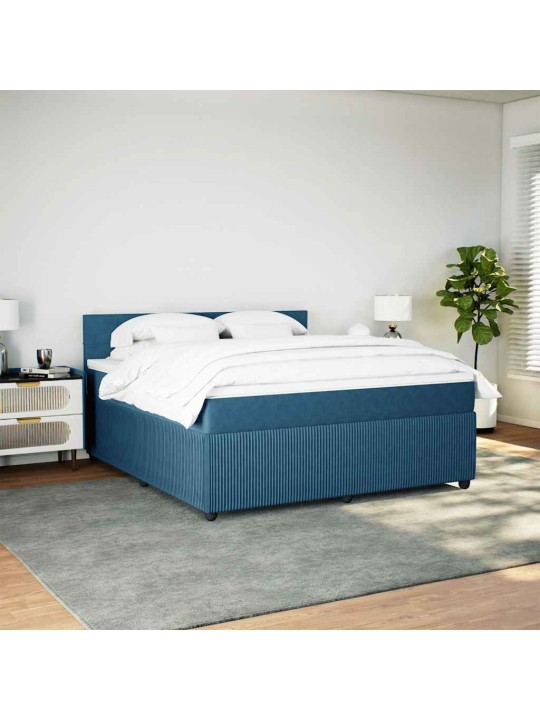 Box spring postel s matrací modrá 180 x 200 cm samet