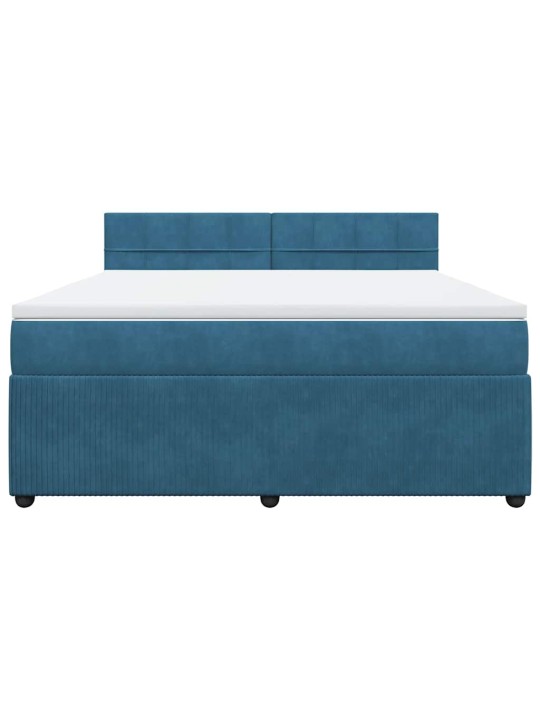 Box spring postel s matrací modrá 180 x 200 cm samet