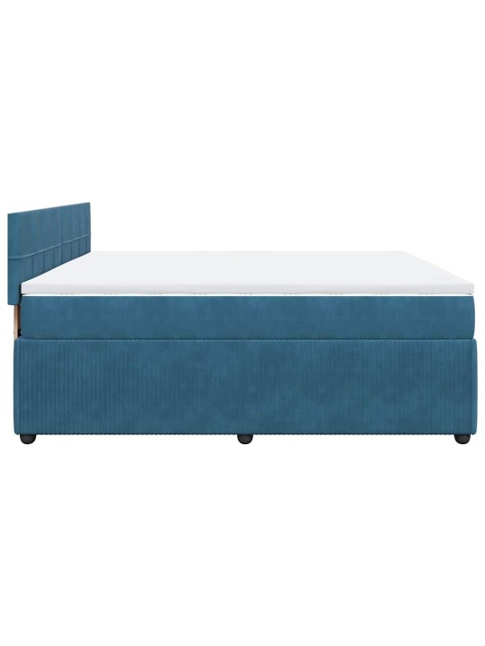 Box spring postel s matrací modrá 180 x 200 cm samet