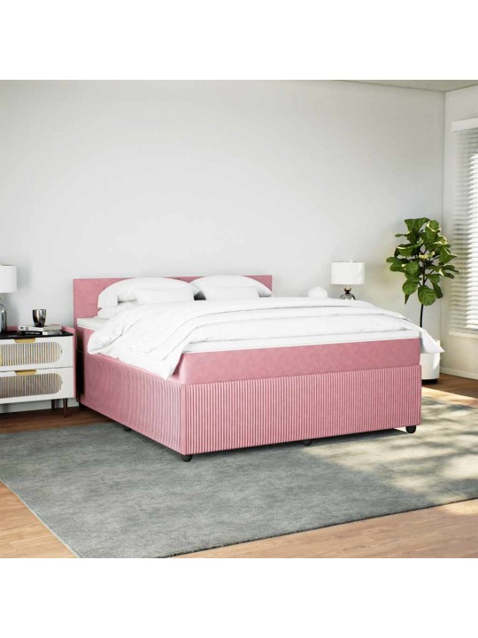 Box spring postel s matrací růžová 180x200 cm samet