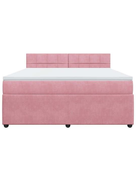 Box spring postel s matrací růžová 180x200 cm samet