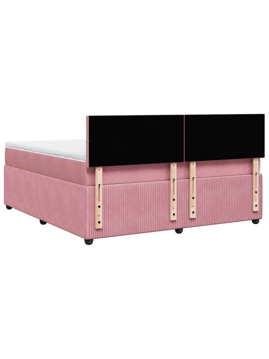 Box spring postel s matrací růžová 180x200 cm samet