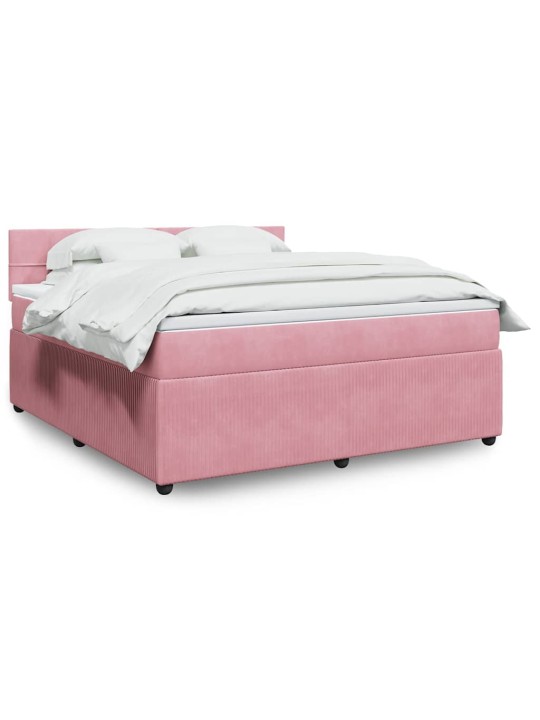 Box spring postel s matrací růžová 180x200 cm samet