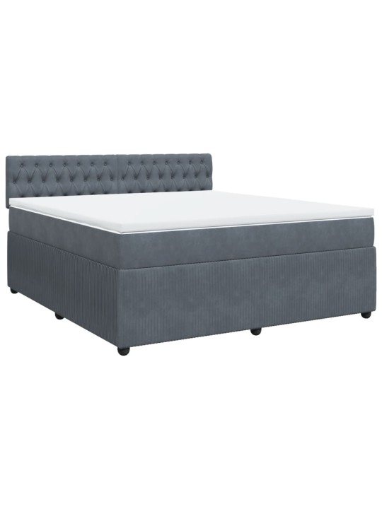 Box spring postel s matrací tmavě šedá 180x200 cm samet