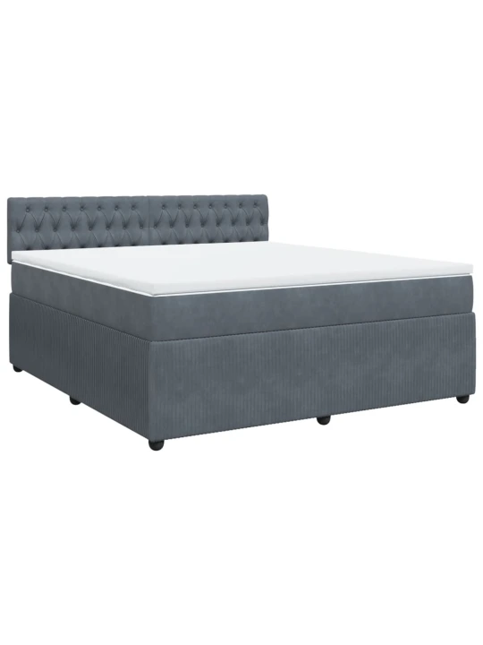 Box spring postel s matrací tmavě šedá 180x200 cm samet