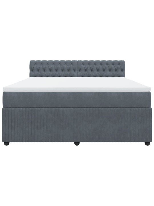 Box spring postel s matrací tmavě šedá 180x200 cm samet