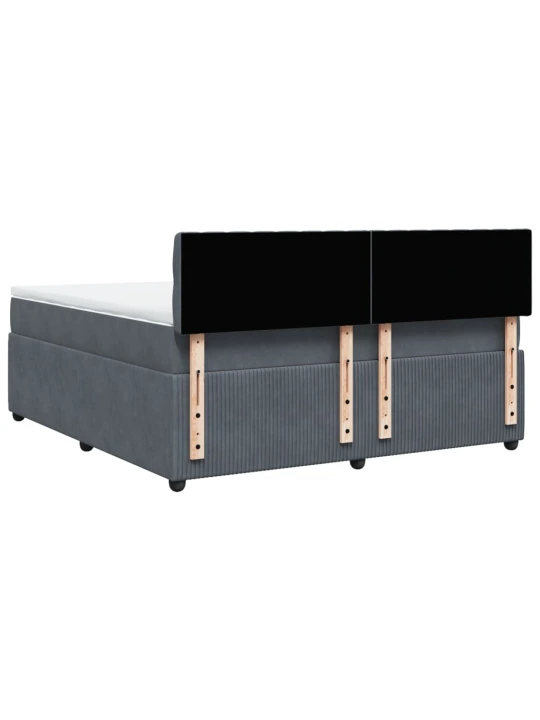 Box spring postel s matrací tmavě šedá 180x200 cm samet