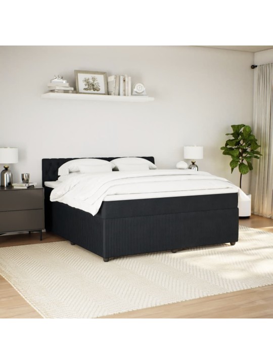 Box spring postel s matrací černá 180x200 cm samet