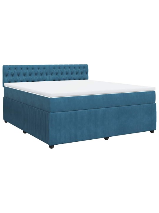 Box spring postel s matrací modrá 180 x 200 cm samet