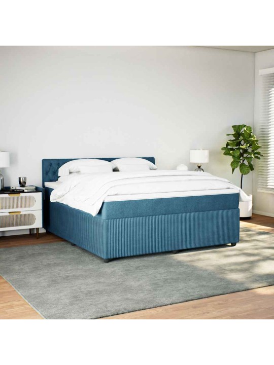 Box spring postel s matrací modrá 180 x 200 cm samet