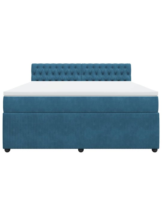 Box spring postel s matrací modrá 180 x 200 cm samet