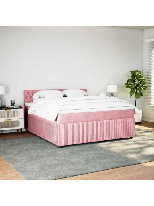 Box spring postel s matrací růžová 180x200 cm samet