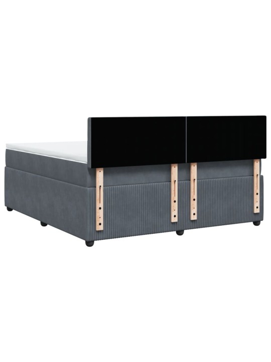 Box spring postel s matrací tmavě šedá 180x200 cm samet