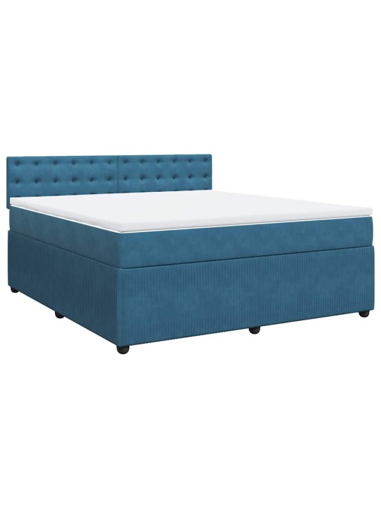 Box spring postel s matrací modrá 180 x 200 cm samet