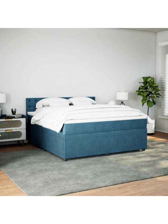 Box spring postel s matrací modrá 180 x 200 cm samet
