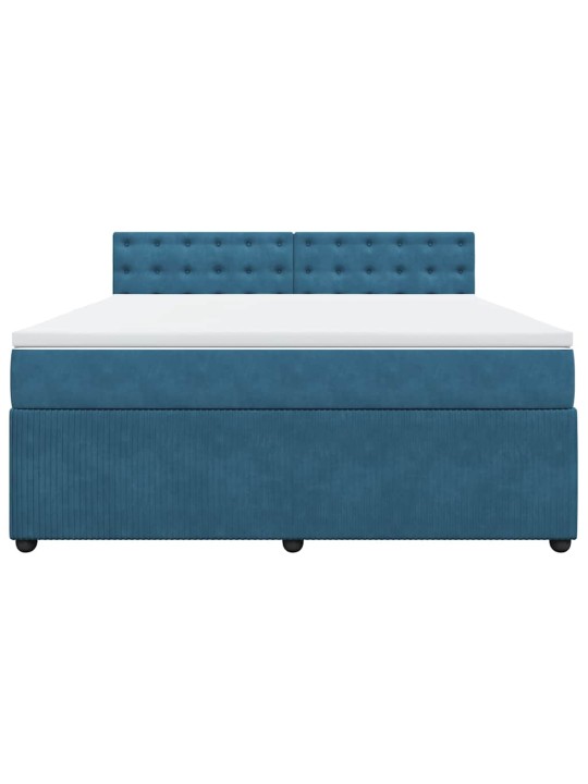 Box spring postel s matrací modrá 180 x 200 cm samet