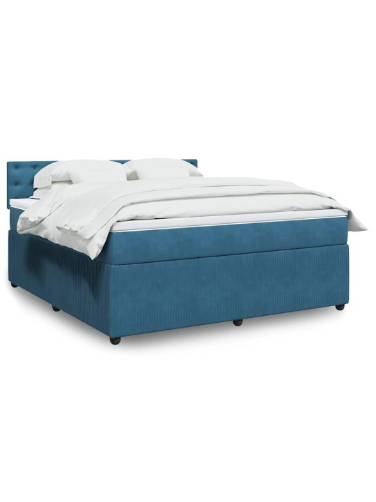 Box spring postel s matrací modrá 180 x 200 cm samet