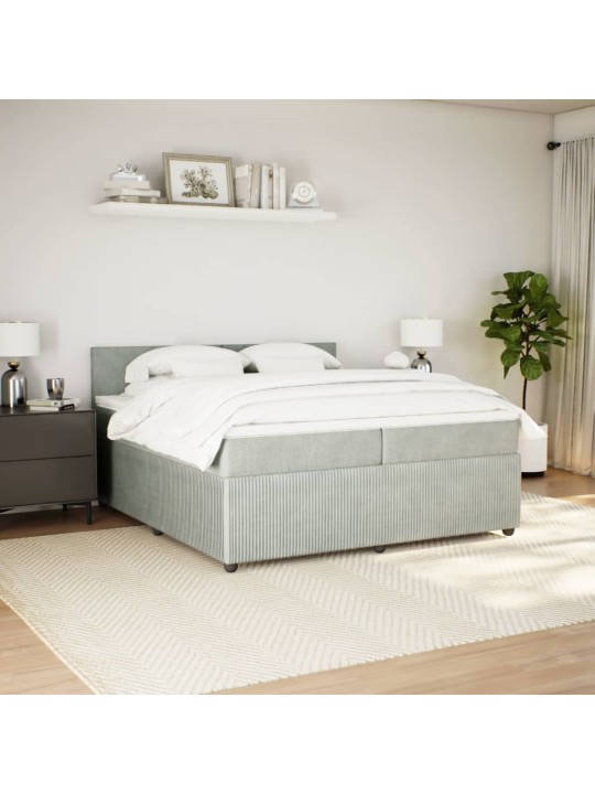 Box spring postel s matrací světle šedá 200x200 cm samet