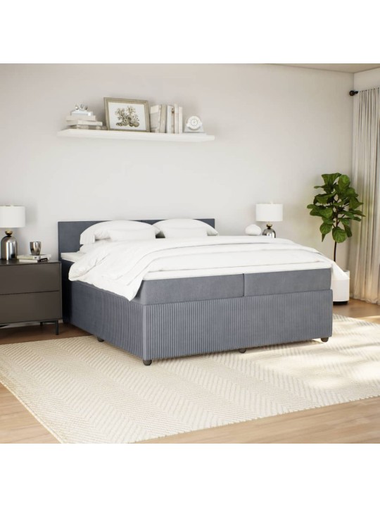 Box spring postel s matrací tmavě šedá 200x200 cm samet