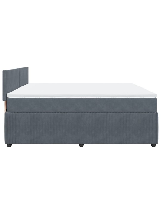 Box spring postel s matrací tmavě šedá 200x200 cm samet