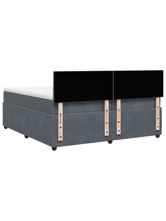 Box spring postel s matrací tmavě šedá 200x200 cm samet