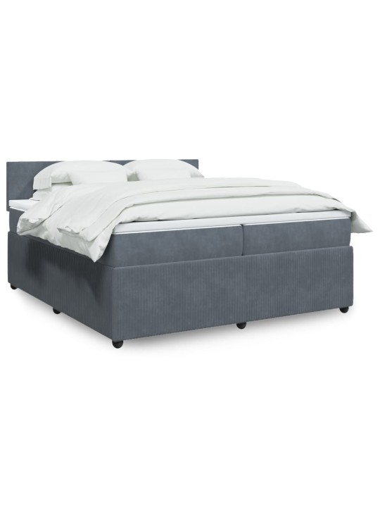Box spring postel s matrací tmavě šedá 200x200 cm samet