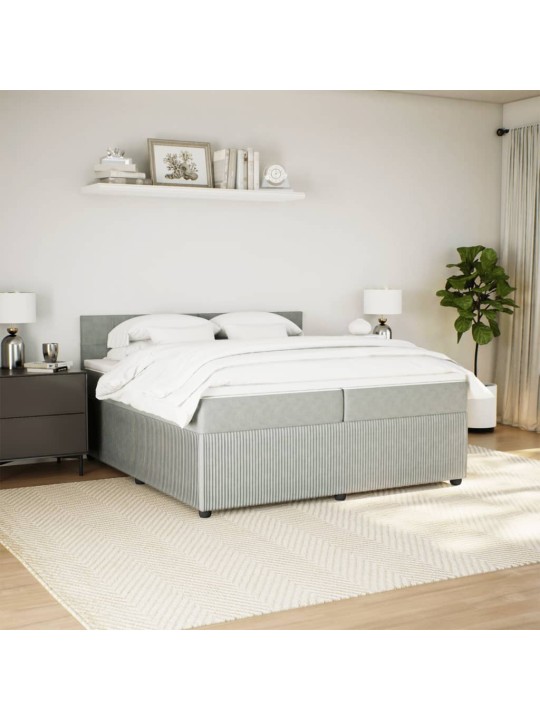 Box spring postel s matrací světle šedá 200x200 cm samet