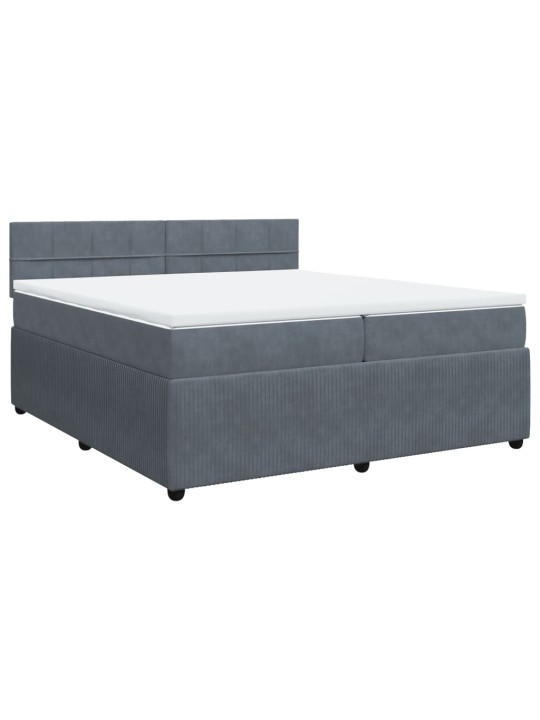 Box spring postel s matrací tmavě šedá 200x200 cm samet