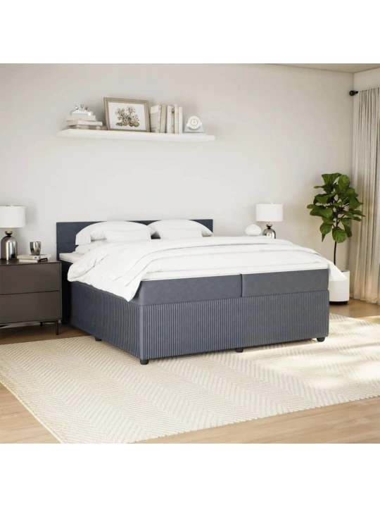 Box spring postel s matrací tmavě šedá 200x200 cm samet