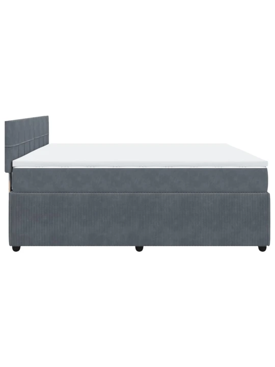 Box spring postel s matrací tmavě šedá 200x200 cm samet