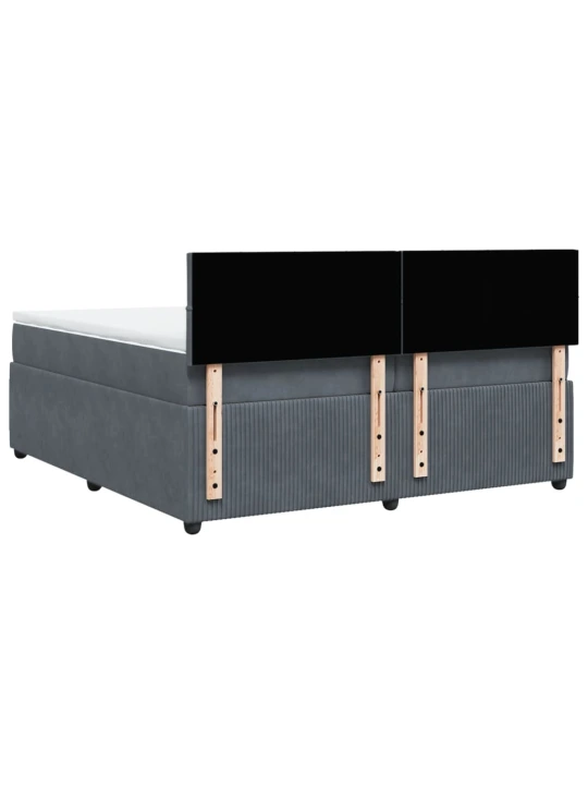Box spring postel s matrací tmavě šedá 200x200 cm samet