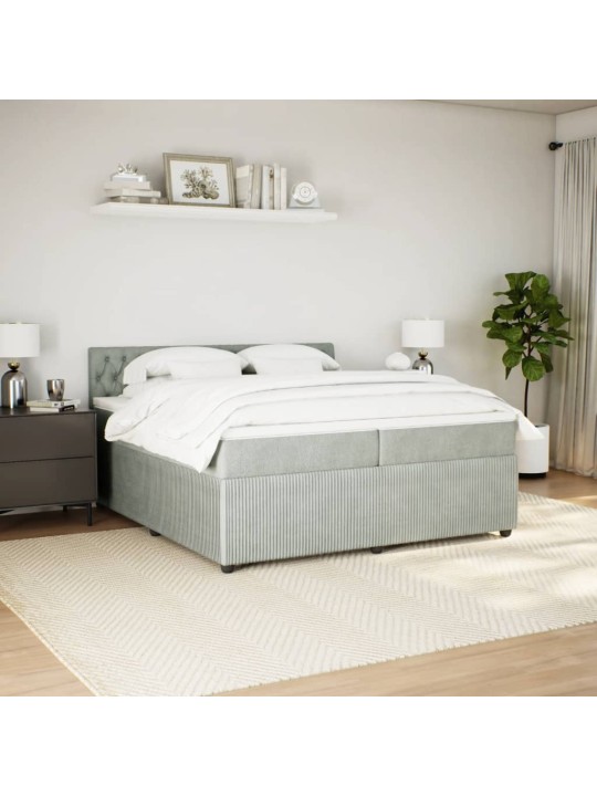 Box spring postel s matrací světle šedá 200x200 cm samet