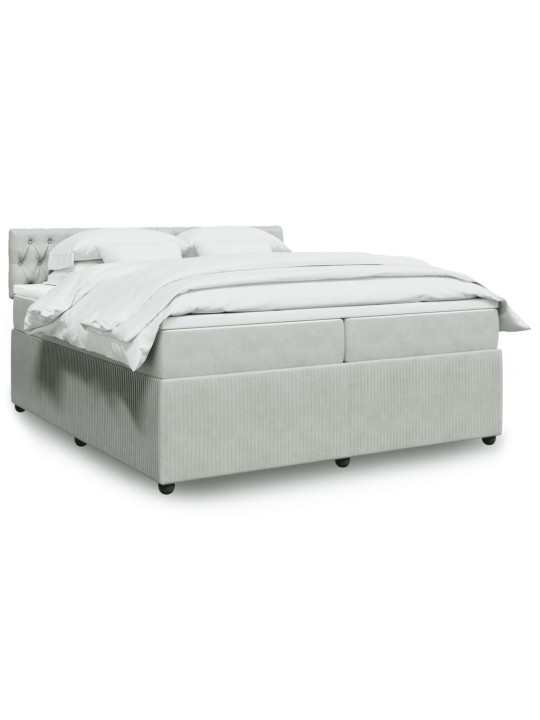 Box spring postel s matrací světle šedá 200x200 cm samet