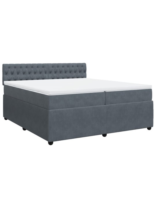 Box spring postel s matrací tmavě šedá 200x200 cm samet
