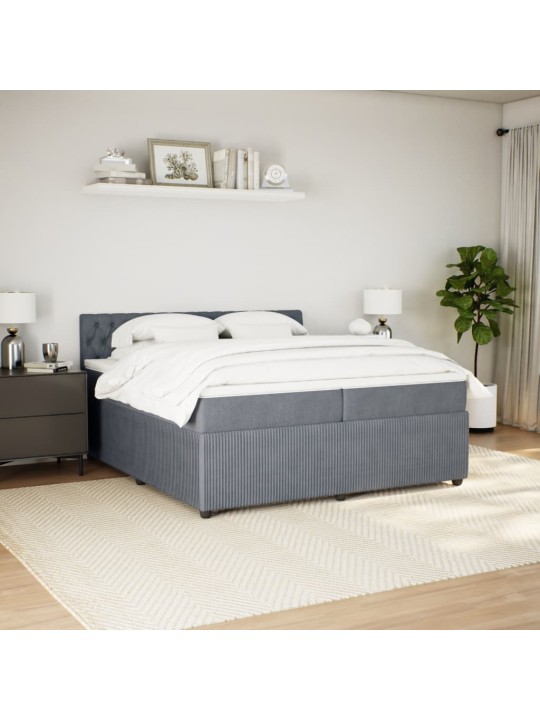 Box spring postel s matrací tmavě šedá 200x200 cm samet