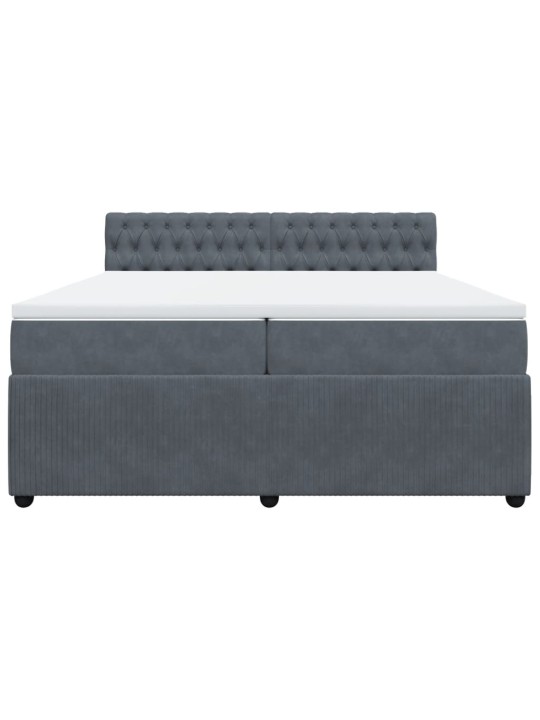 Box spring postel s matrací tmavě šedá 200x200 cm samet